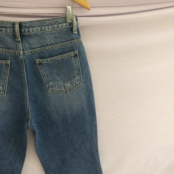 Flared jeans High waist Medium wash 100% soft cotton/sailor pocket/no stretch 27 - Picture 5 of 7